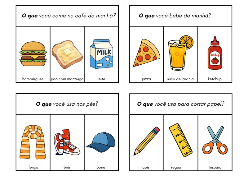 Amostra 1 dos cartões de perguntas