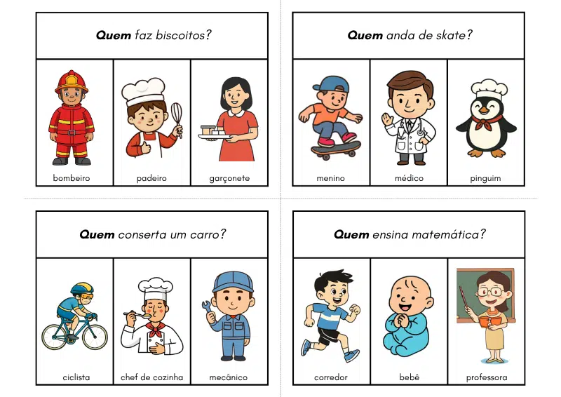 Amostra 5 dos cartões de perguntas