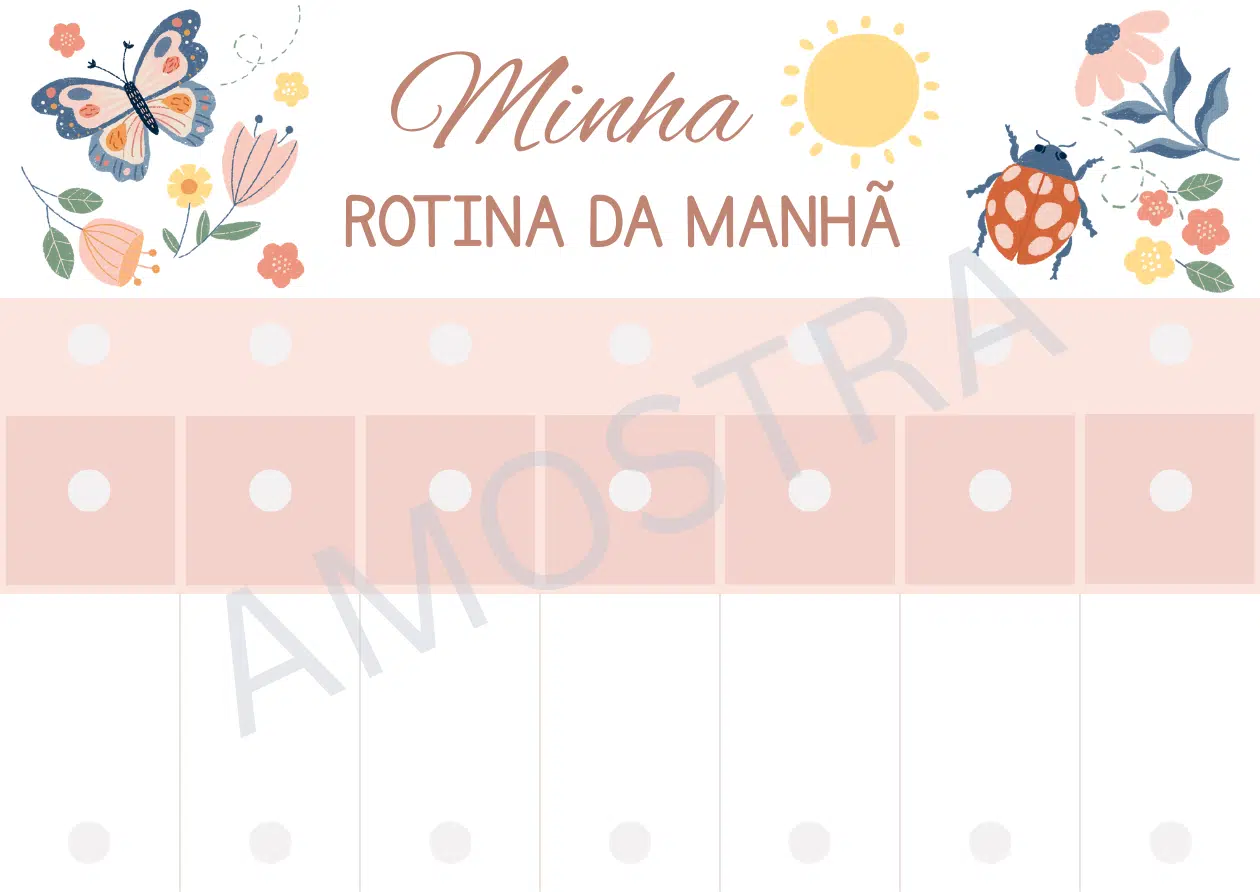 Amostra de cartões visuais de rotina 1