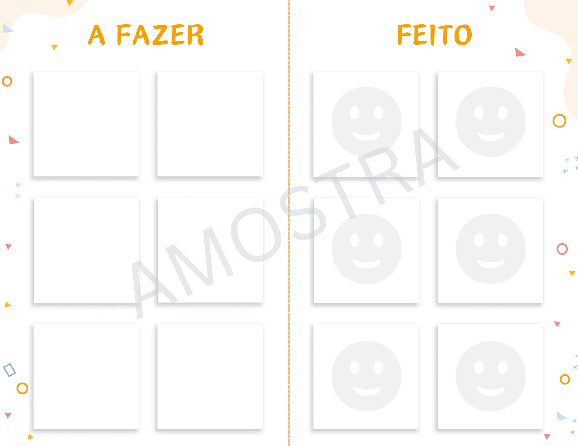 Quadro editável com colunas A fazer e Feito