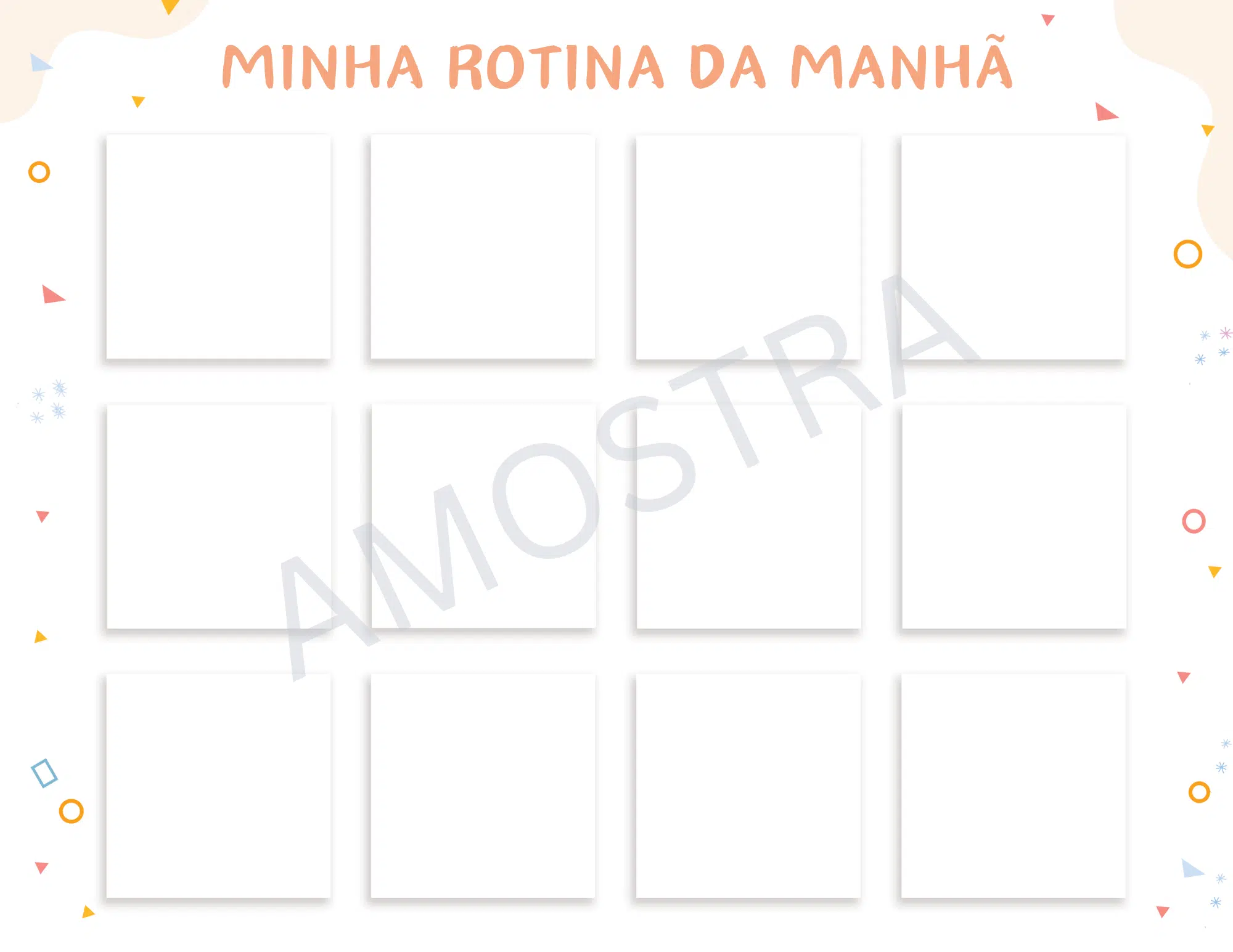 Quadro editável para a rotina da manhã