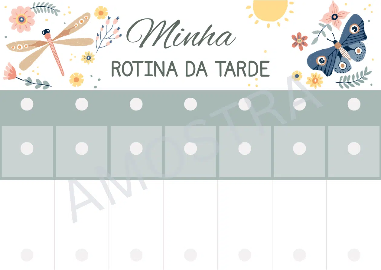Quadro visual editável Minha rotina da tarde